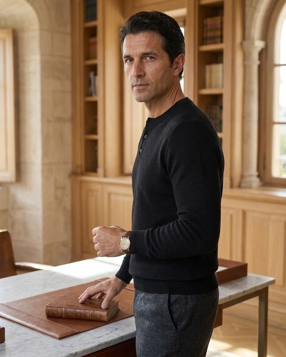 Mens Turtleneck Knitted Sweater Solid Color Sweater