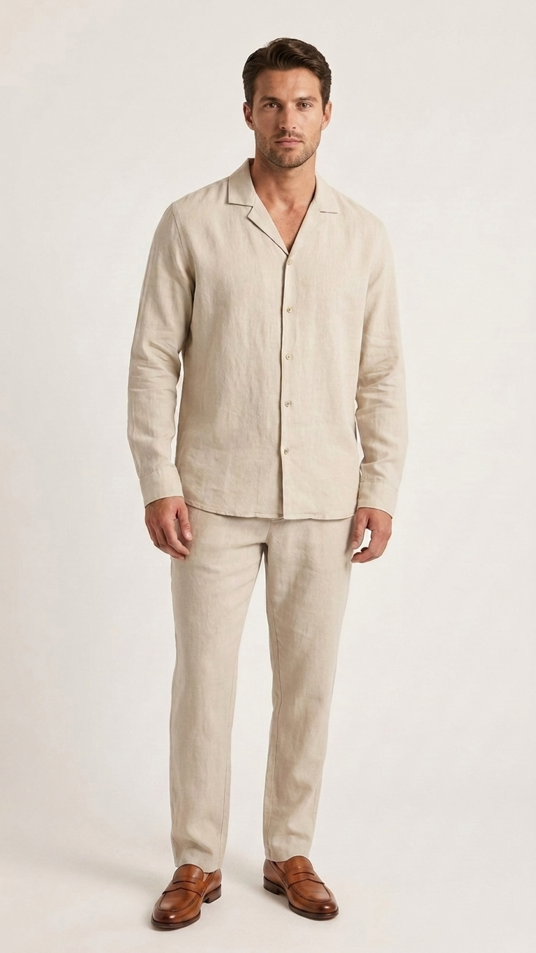 Casual Long-sleeved Suits Fashion Lapel Single-breasted Shirt Top And Slim-fit Trousers Men Clothing