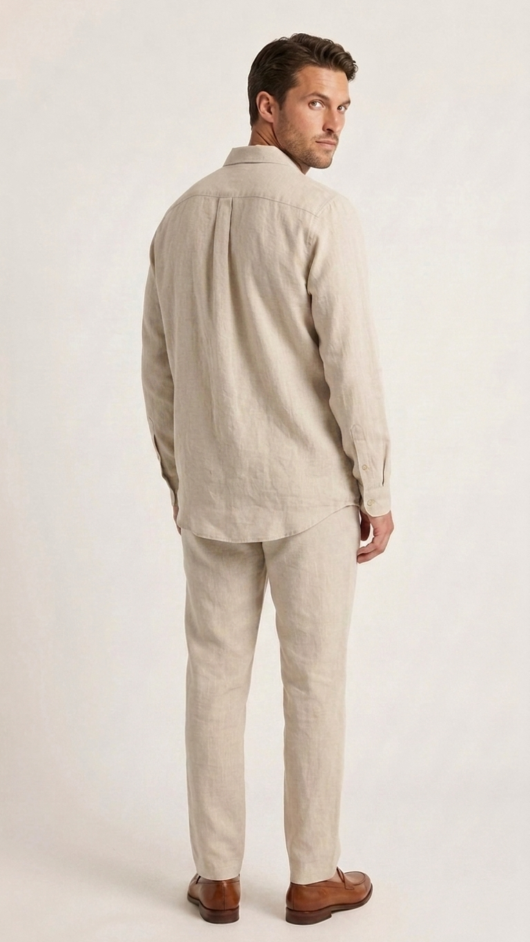 Casual Long-sleeved Suits Fashion Lapel Single-breasted Shirt Top And Slim-fit Trousers Men Clothing